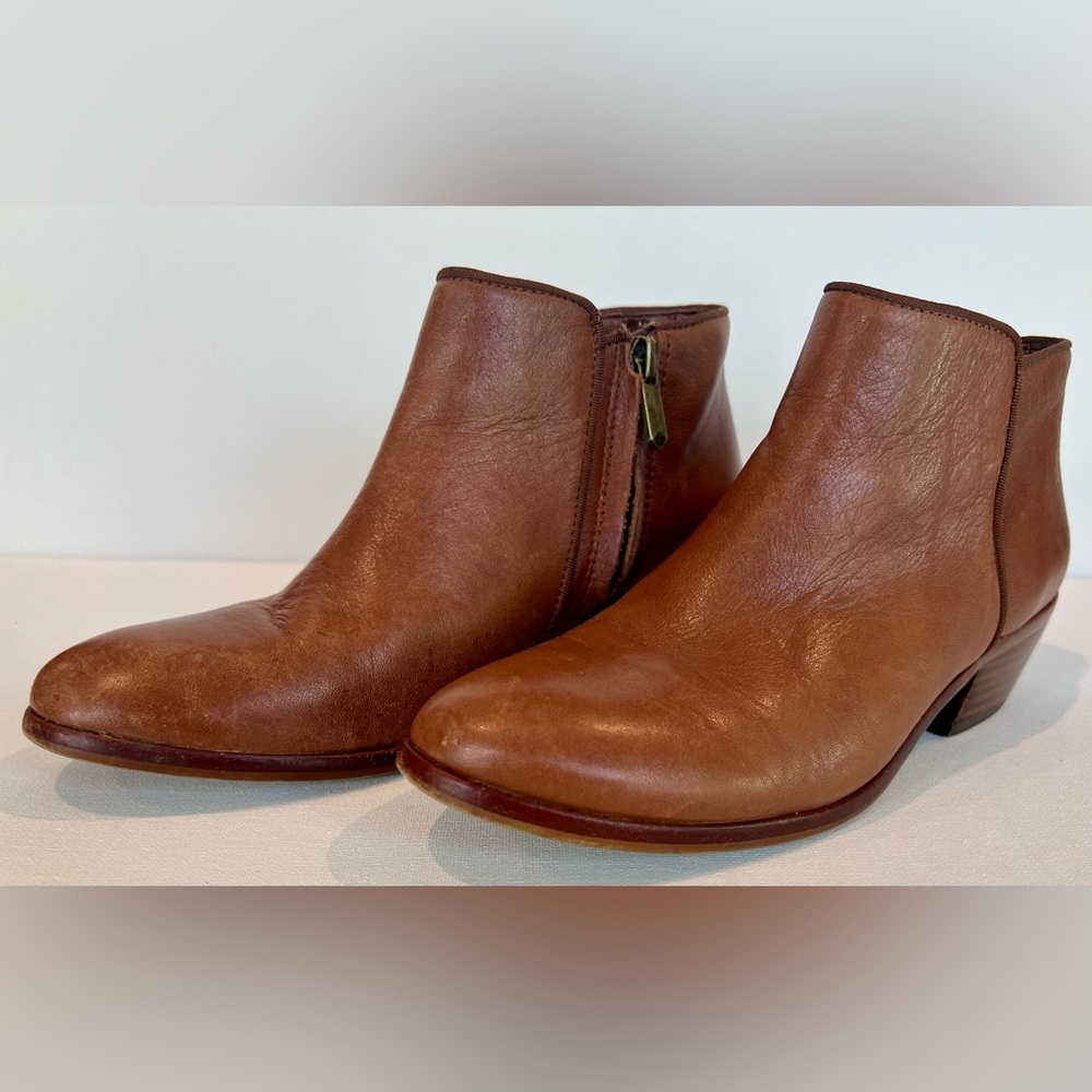 Sam Edelman PETTY Brown Leather Ankle Boots Size 6 - Picture 2 of 9